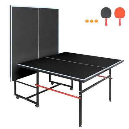 4.5FT/8FT/9FT Mid-Size Table Tennis Table (Black, 8FT)