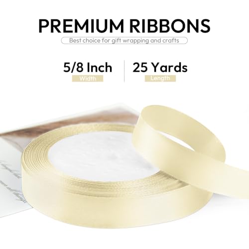 5 8 Inch 25 Yards Satin Ribbon Ivory