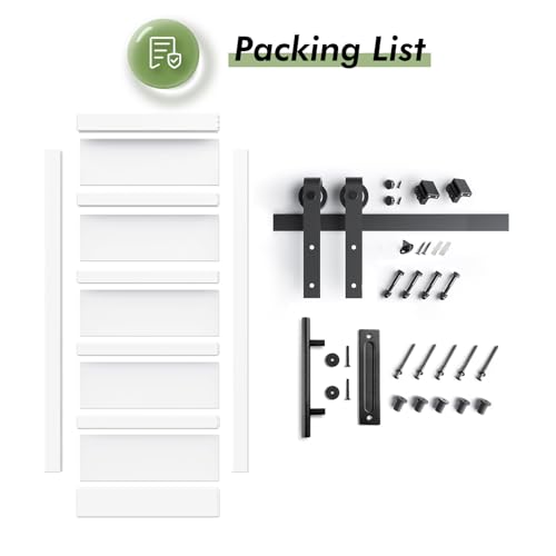 42x80 inch White Barn Door with 7FT Sliding Barn Door Hardware Kit Included