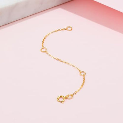 18K 750 Real Yellow Gold Extender for Necklace Bracelet Anklet Extenders for Jewelry Gold Extension for Women Men Durable Adjustable Chain Accessories 3.54Inch