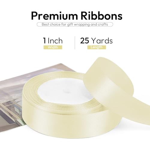 1 Inch 25 Yards Satin Ribbon Ivory