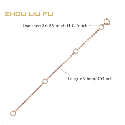 18K 750 Real Rose Gold Extender for Necklace Bracelet Anklet Extenders for Jewelry Gold Extension for Women Men Durable Adjustable Chain Accessories 3.54Inch