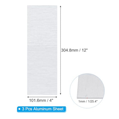6061 T651 Aluminum Sheet Metal 4 x 12 x 1 (3 Count)