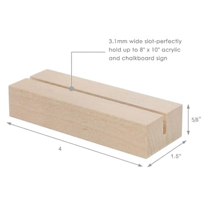 20 Pack 4" Birch Wood Stands for Wedding Acrylic Sign (20 Count)