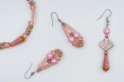 2.1oz (60 g) Mix of Unique Czech Bohemia Glass Pressed Beads, Dirty Pink Antique, Table Cut, Matte and Glossy, Faceted Fire Polish, Hand Made Set Kit BCV (2.1164 Ounce)