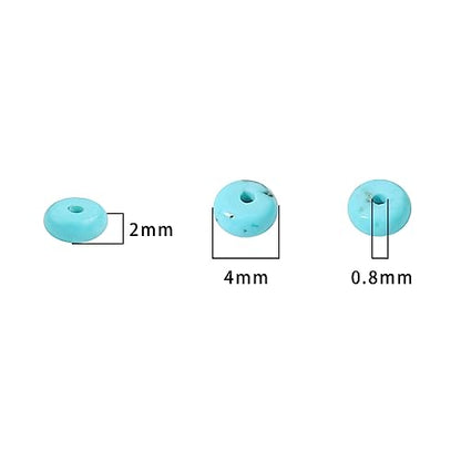 Natural Blue Turquoise Disk Stone Beads 4x2mm 160pcs Rondelle Loose Semi Gemstone Beads for Jewelry Making Design (160 Count)
