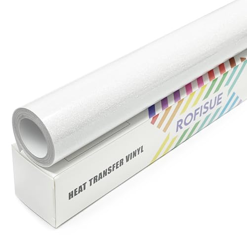Rainbow White Glitter Heat Transfer Vinyl 12" x6FT