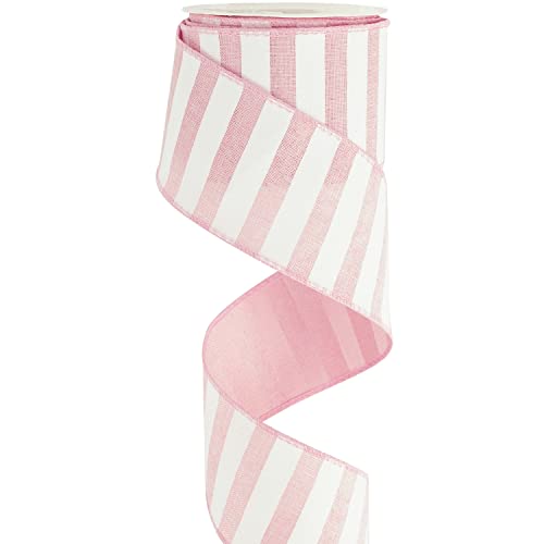 Pink Striped Burlap Ribbon (30 Foot)