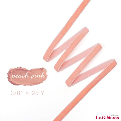 Peach Pink Thin Velvet Ribbon