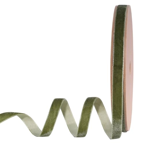 Moss Green Thin Velvet Ribbon