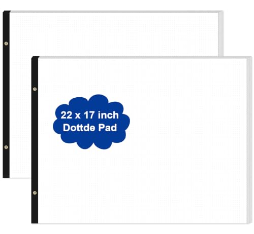 2-Pack) Large Dotted Paper Notepad - 22" x 17" Grid Dot Paper, 100 Sheets/200 Pages, 100 Gsm White Paper Desk Pad for Office/School/Home