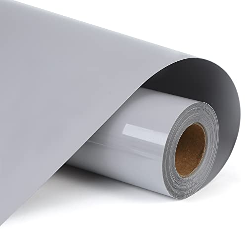 RENLITONG Grey HTV Iron on Vinyl 12Inch by 10ft Roll Heat Transfer Vinyl for T