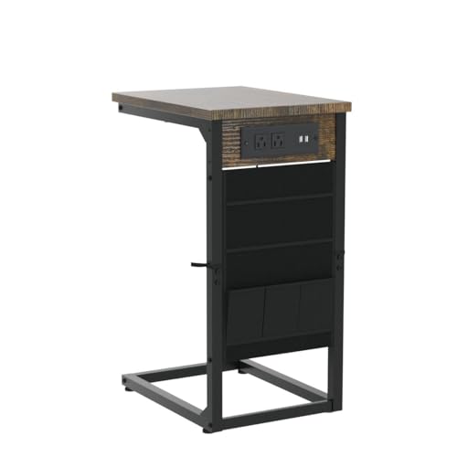 C Shaped End Table with Charging Station (2 Count)