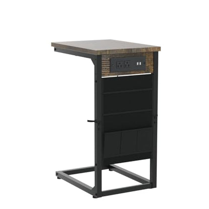 C Shaped End Table with Charging Station (2 Count)