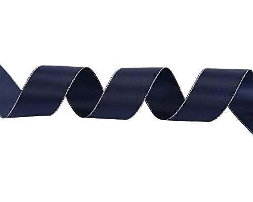 1" Inch Double Faced Satin Ribbon 25 Yards with Silver Edges