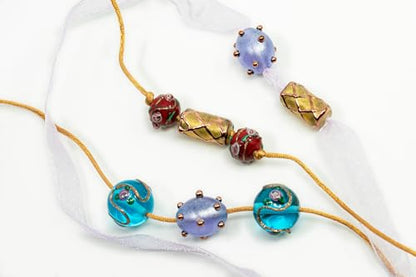 8 pcs Mix of Bohemia Lampwork Czech Glass Beads with Pearl Decorated Beads (8 Count)
