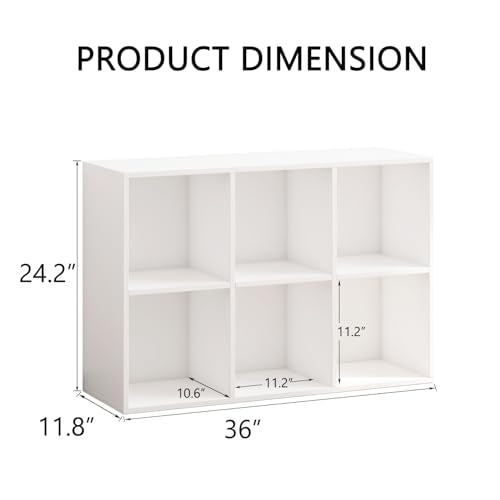 Wooden 6 Cube Storage Organizer with Closed Back Panel