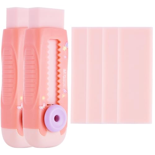 2+4 Pack Rubber Erasers Sliding Retractable Eraser (6 Count)