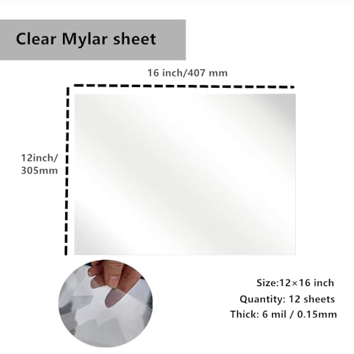 Transparent Blank Mylar Stencil Sheets for Cutting (12 Count)