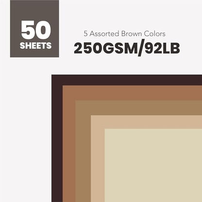 Brown Cardstock Paper 8.5x11 50 Sheets (50 Count)