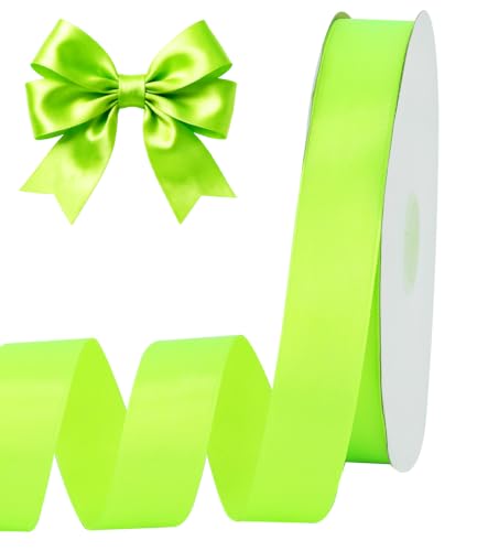 1 Inch x 100yds Lime Green Satin Ribbon for Crafts