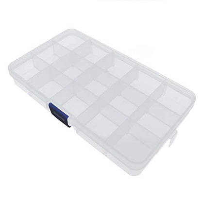 15 Grid Clear Plastic Organizer with Adjustable Dividers 2Pcs (2 Count)