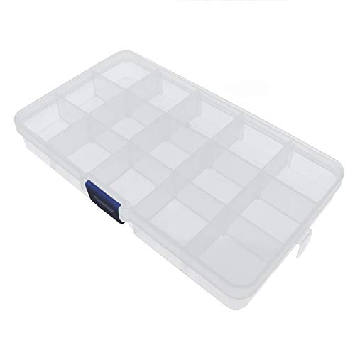 15 Grid Clear Plastic Organizer with Adjustable Dividers 2Pcs (2 Count)