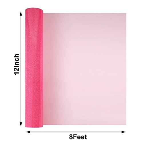 Glitter Fluorescent Pink HTV Heat Transfer Vinyl Rolls