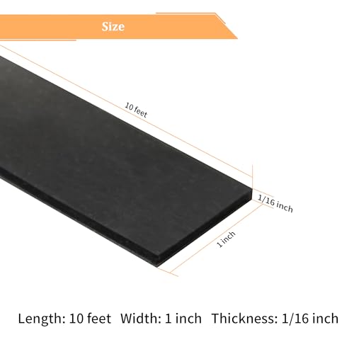 Solid Neoprene Rubber Strips with Adhesive Backing 1 (10 Foot)