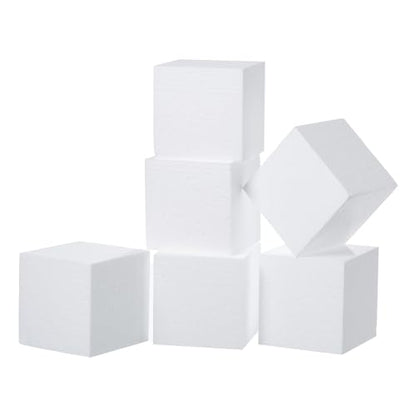4x4x4in Square Foam Blocks 6 Pack Polystyrene for Arts & Crafts