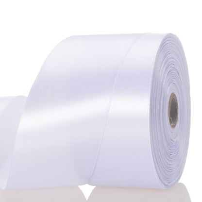 2 Inch White Solid Satin Ribbon for Gift Wrapping