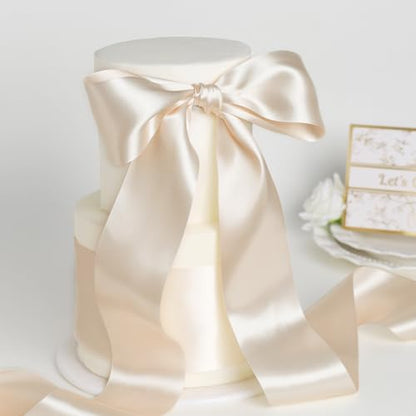 Nude Satin Ribbon 4 Inch x 10 Yards Double Faced