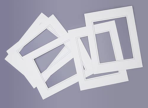 5 Pack Double mat 11x14 For 8x10 Photo White Over White (5 Count)