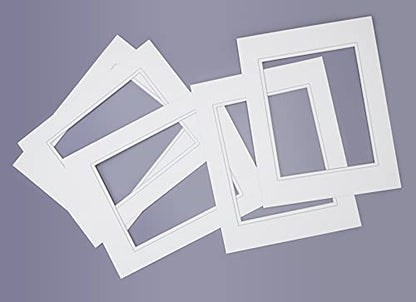 5 Pack Double mat 11x14 For 8x10 Photo White Over White (5 Count)
