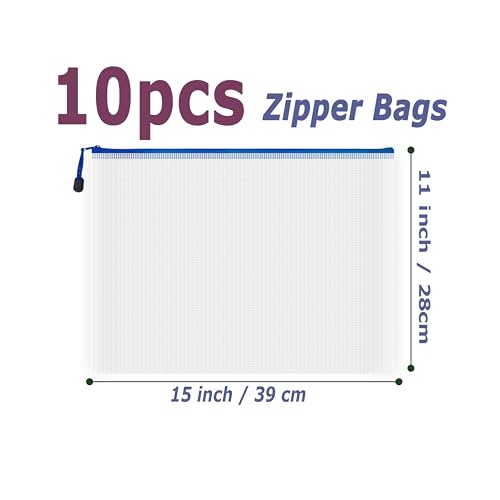 10 Pcs Zipper File Bags (10 Count)
