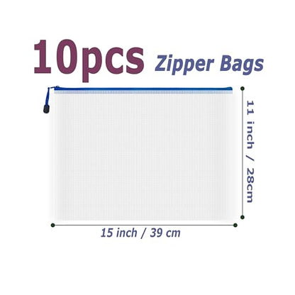 10 Pcs Zipper File Bags (10 Count)