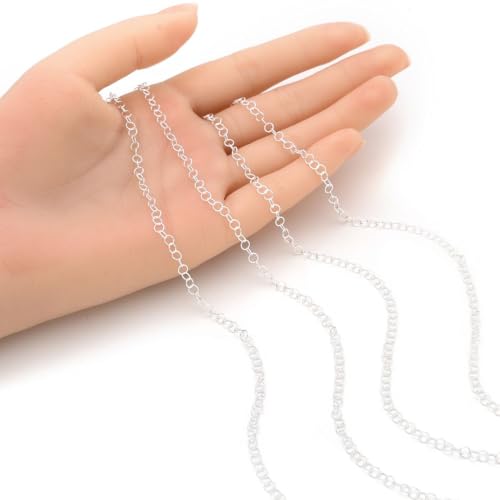 5 Feet Real Sterling Silver 4x3mm Round Cable Chain Link Findings