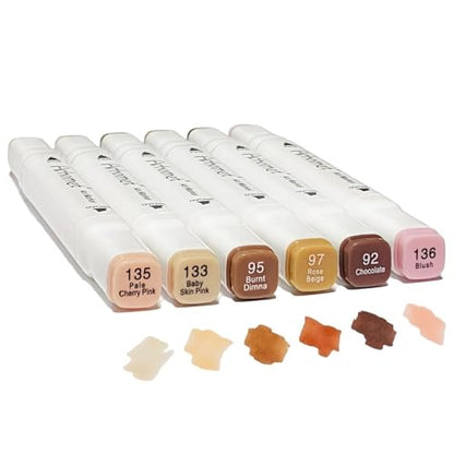 6 Colors Skin Tone Alcohol Markers Set (6 Count)