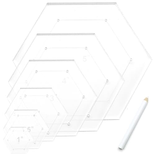 7 Pieces Hexagon Quilting Template with Tailors Chalk Pencil (7 Count)