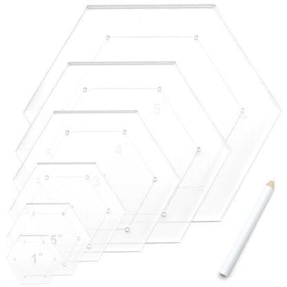 7 Pieces Hexagon Quilting Template with Tailors Chalk Pencil (7 Count)
