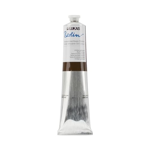 Berlin Pro Artists Water Mixable Oil Paint 200 ml Tube Burnt Umber (6.8 Fl Oz)
