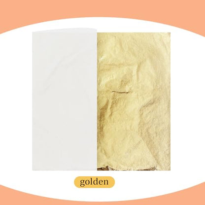 200 Pcs Gold Leaf Sheets for Art Foil Paper Leaf Art Foil Sheets Gilding Brush Thin Paper Craft for Painting Gilding Crafting Decoration
