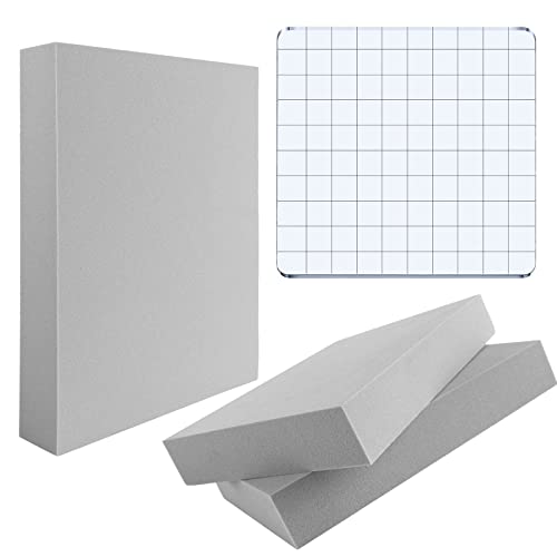 3 Pcs Set 2Pcs Large Stamping Foam Grey Moldable Foam with 1 Pcs Acrylic Stamp Block Stamps Plastic Pad Cut and Dry Foam Stamping Foam Block for Sculpture