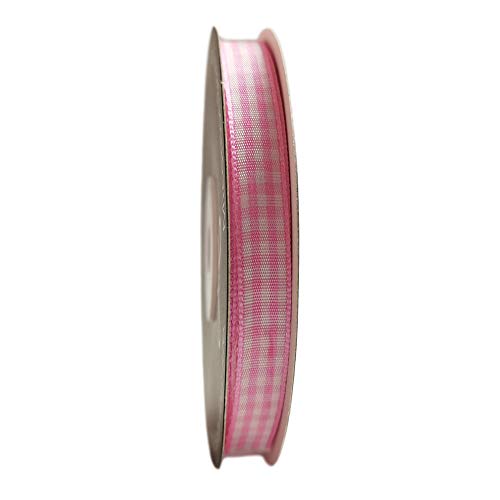Pink Gingham Plaid Checked Ribbon 25 Yards Each Roll 100% Polyester (75 Feet)