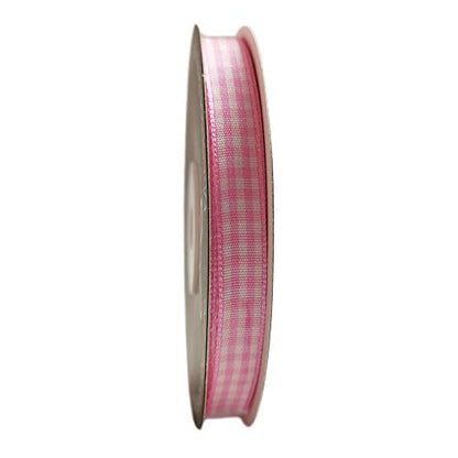 Pink Gingham Plaid Checked Ribbon 25 Yards Each Roll 100% Polyester (75 Feet)