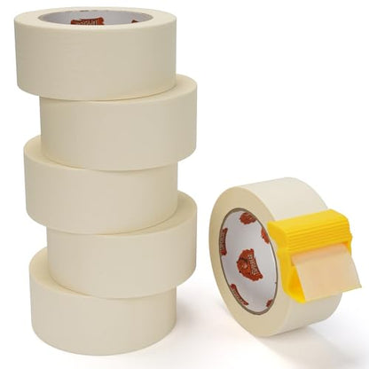 Masking Tape with Dispenser 1.88" x 60Yards Beige White (6 Count)