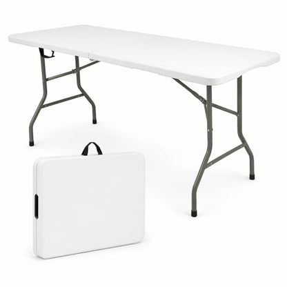 Folding Table 5 FT Camping Table Portable Heavy Duty Plastic Rectangular Outdoor Dining Table Steel Legs Fold