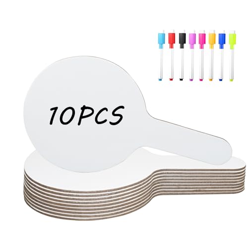 18Pcs Dry Erase Answer Paddles with Markers Thickened Handheld Double Sided Paddles Mini White Boards Small Dry Erase Signs Auction Paddles for Students Classroom Bidding Voting Games (10 Count)
