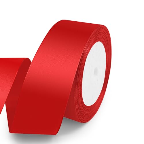 1-1/2" x 25 Yards Red Satin Ribbon Crafts Gift Wrapping (75 Foot)
