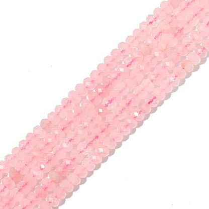 Natural Rose Quartz Crystal Beads 4x2mm 120pcs Faceted Rondelle Loose Semi Gemstone Beads for Jewelry Making Design (120 Count)